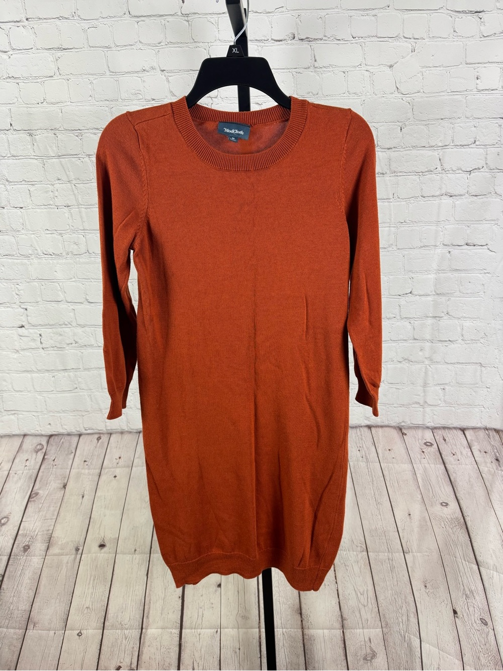 ModCloth Burnt Orange Knit Long Sleeve Sweater Dress Medium